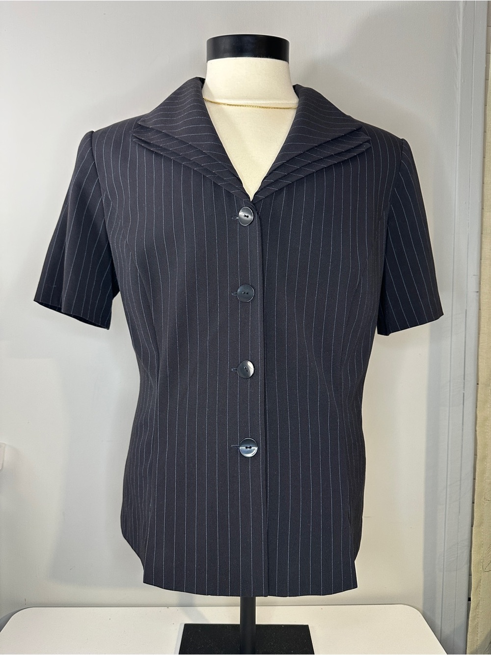 Danny & Nicole Pinstripe Short-Sleeve Top and Straight Leg Pant Set